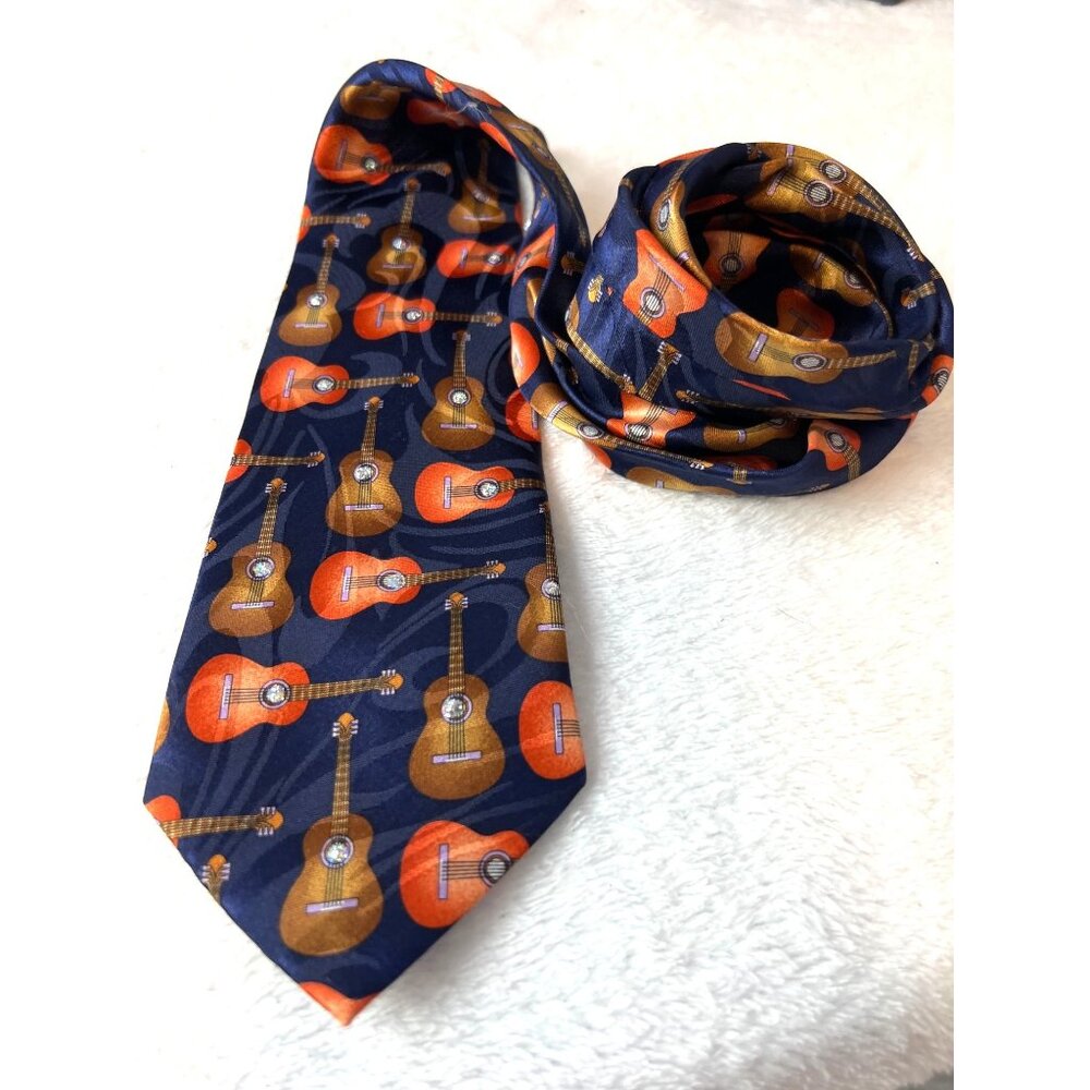 Steven‎ Harris Guitar Tie Necktie Rhinestone Accents Music